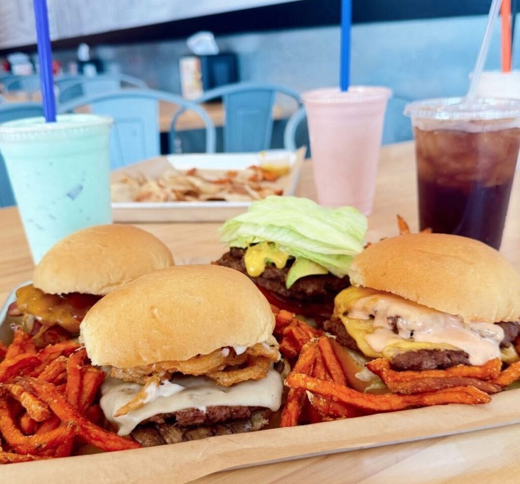 Burgers, sweet potato fries and shakes at MOOYAH Burgers, Fries & Shakes in Brentwood, Tennessee.