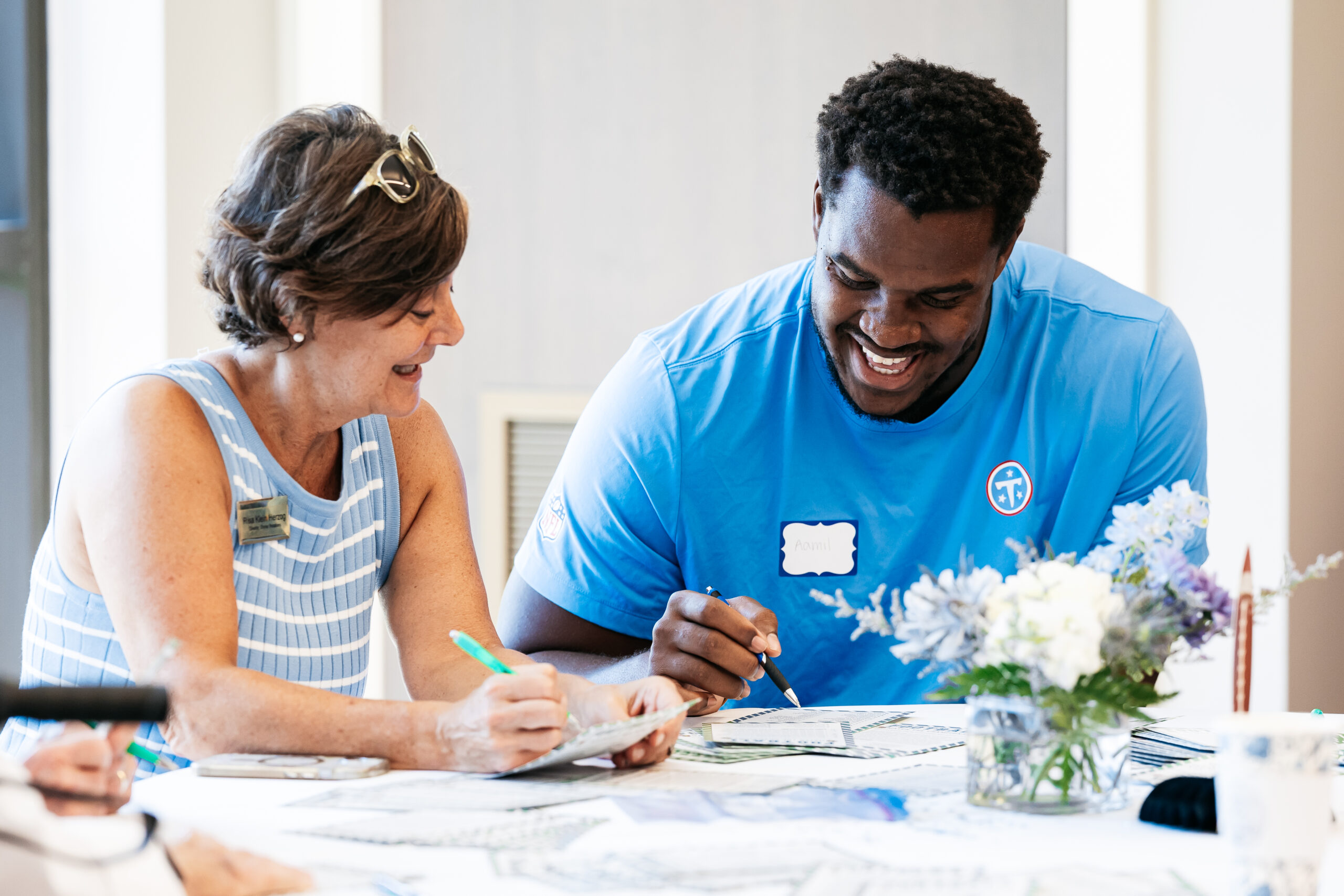 Tackle Aamil Wagner #69 of the Tennessee Titans at the Fernando Carmona Tea Event at Abe’s Community Garden on August 24, 2026 in Nashville, TN. Photo By Coral Scoles-Coburn/Tennessee Titans