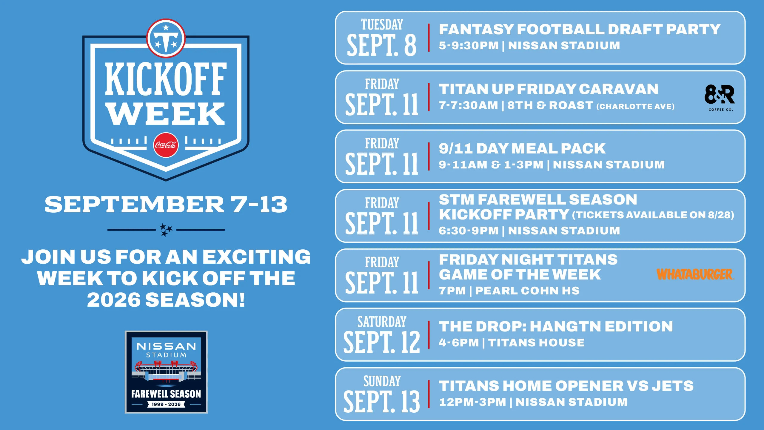 Tennessee Titans Kickoff week Nashville, TN