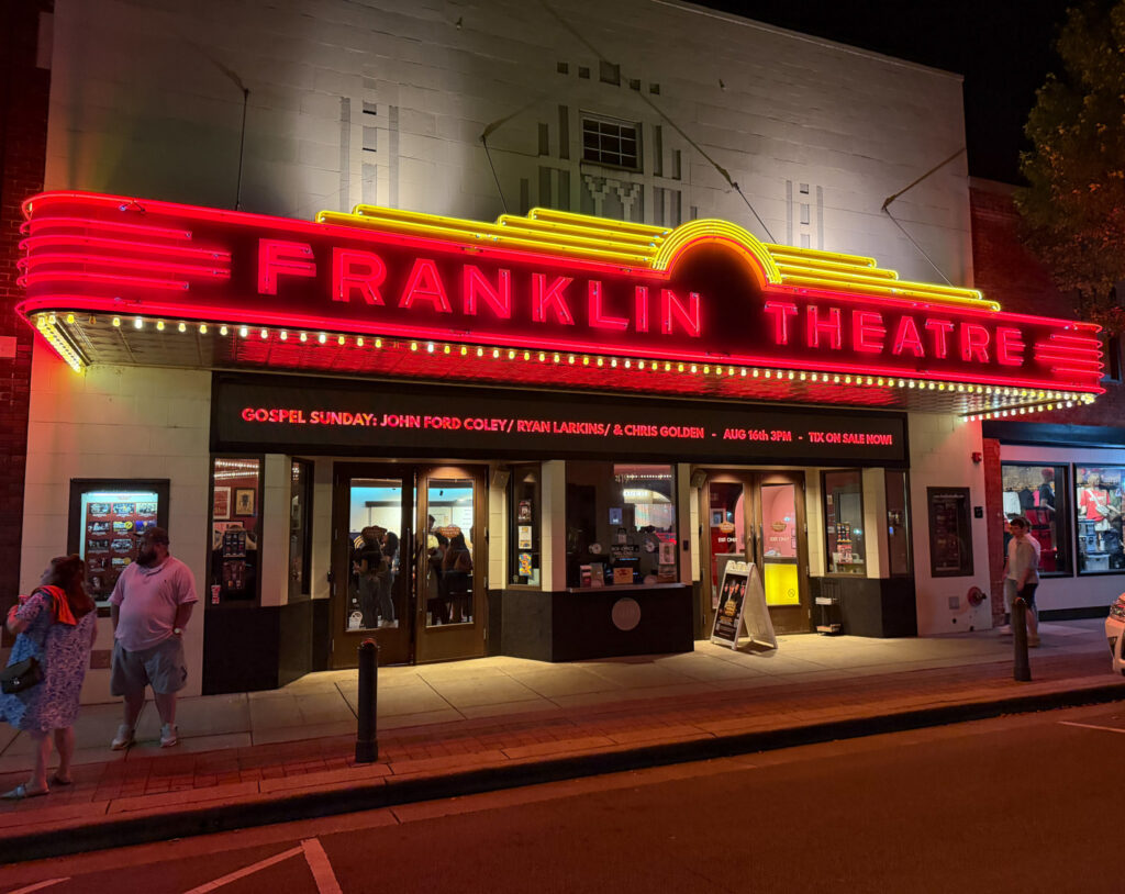 The Franklin Theatre in historic downtown Franklin, TN, exterior.