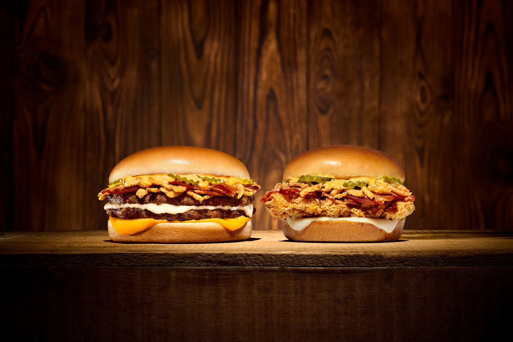 Whataburger in Franklin and Brentwood, TN serve the Bacon Wrangler Double. Photographer - Leslie Grow, Food Stylist - Meghan Erwin, Prop Stylist - Candice Putter.