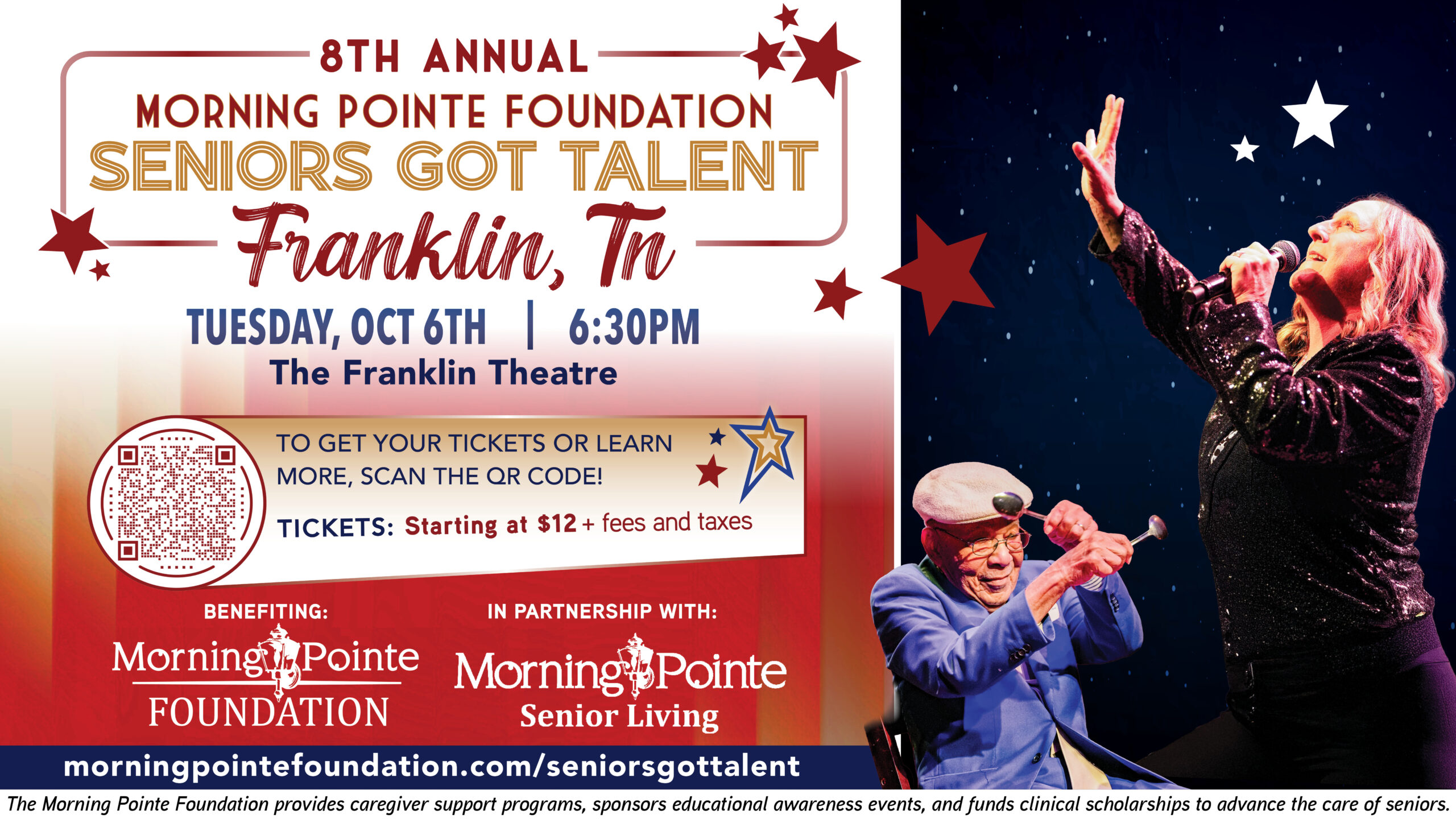 8th Annual Seniors Got Talent in Franklin, TN at The Franklin Theatre by Morning Pointe Foundation.
