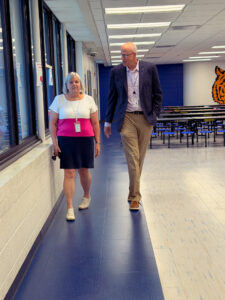 Jason Golden tours the FSD kitchens and cafeteria spaces with Food and Culinary Supervisor Robbin Cross