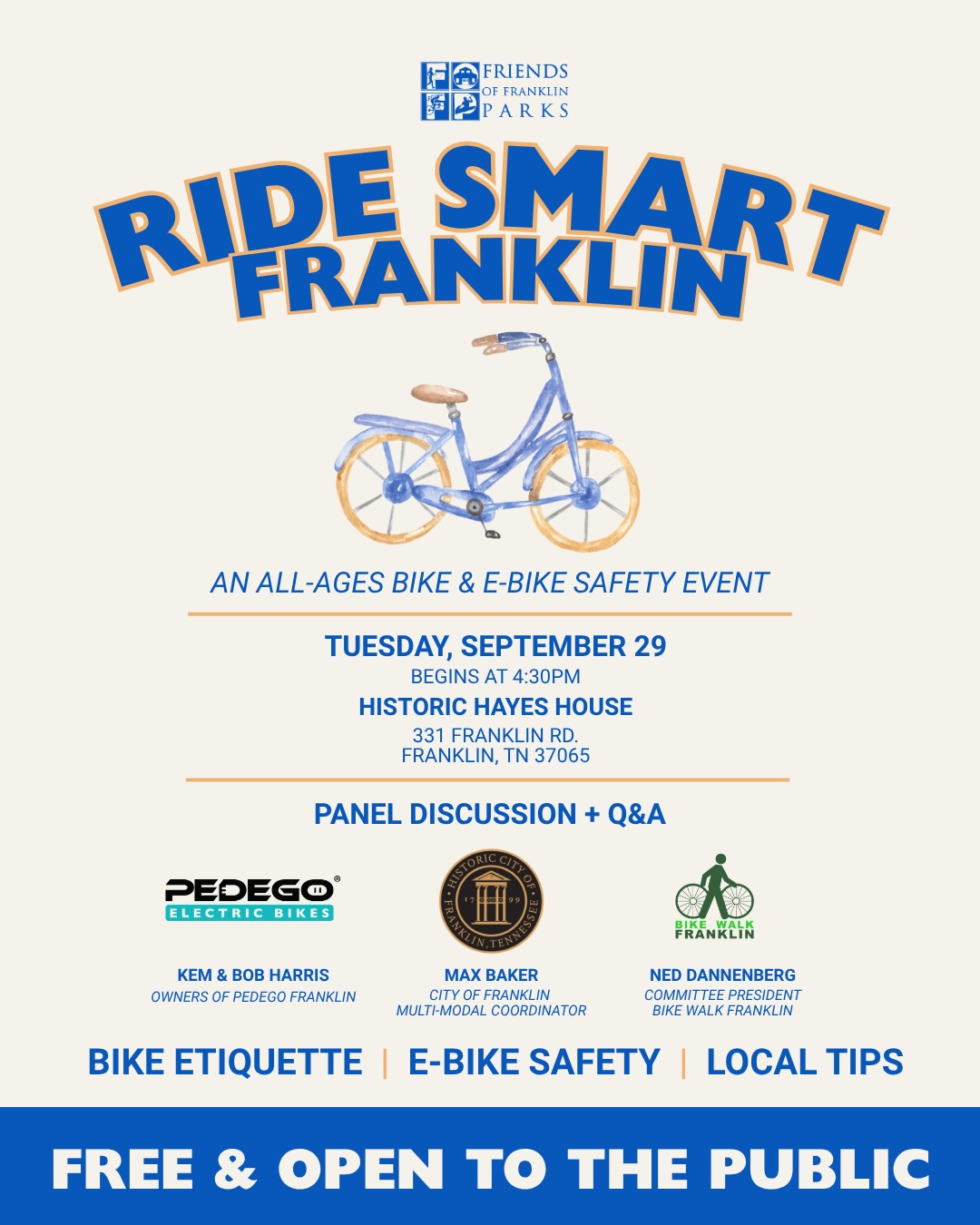 Ride Smart Franklin TN Friends of Franklin Parks Logo.
