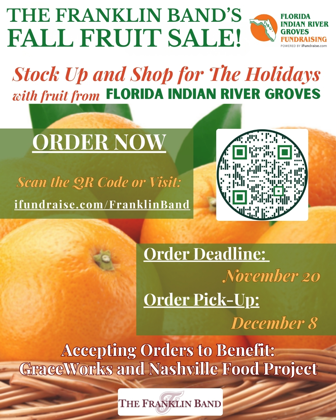The Franklin Band Brings Back Popular Fall Fruit Sale with a Goal of Donating 4,000 Pounds of Fruit to Local Nonprofits.