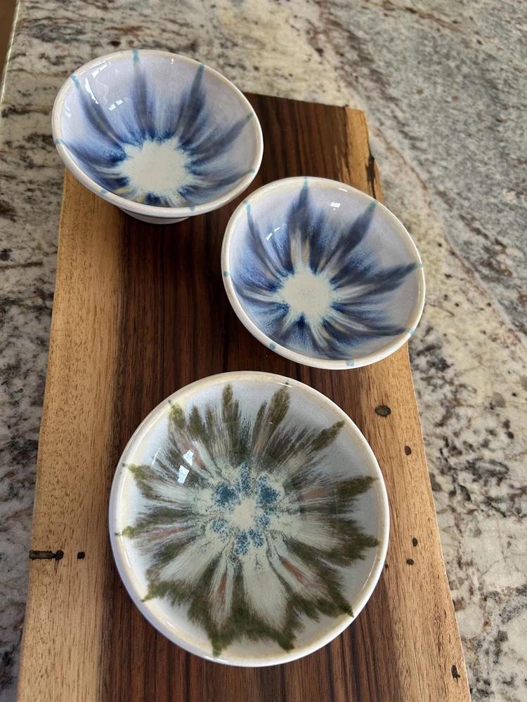 Handmade pottery bowls at Copper Fox Gallery Pottery Weekend