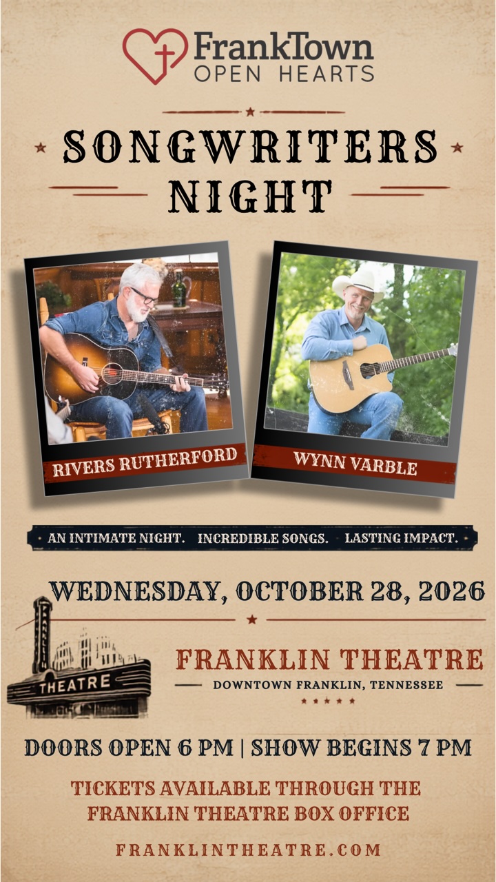 FrankTown Open Hearts Songwriters Night at The Franklin Theatre in downtown Franklin.