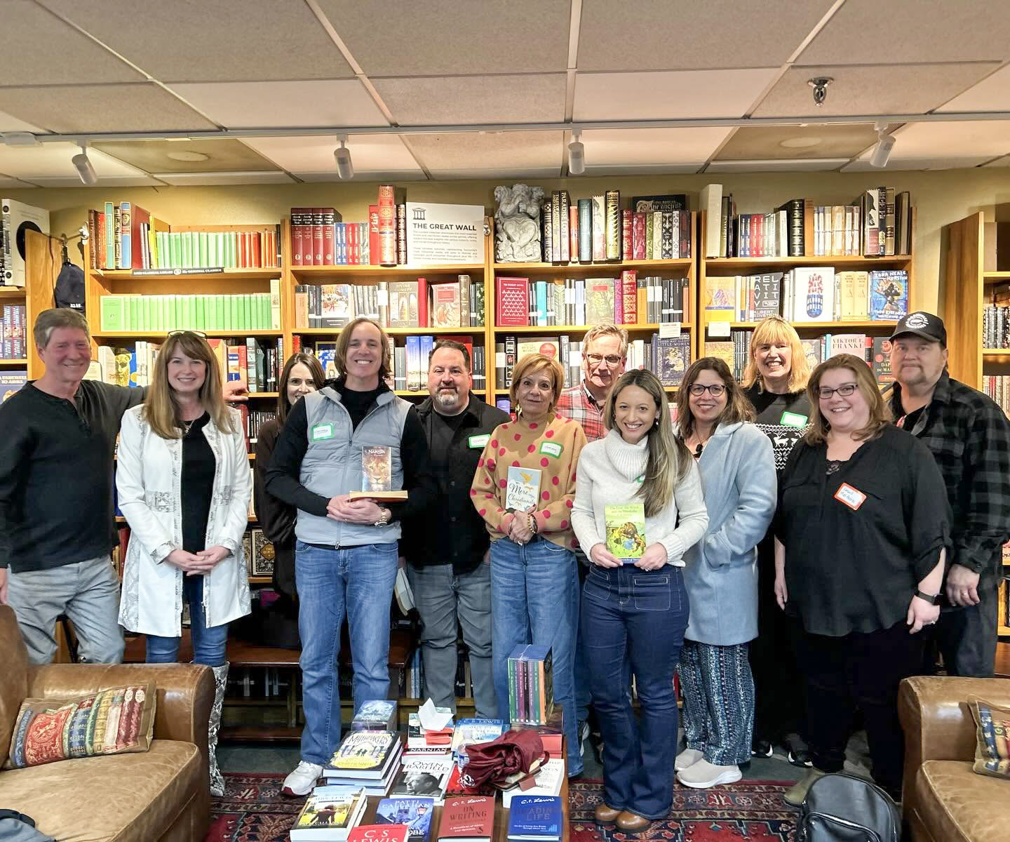 Book club members gathered inside Landmark Booksellers in downtown Franklin, Tennessee.
