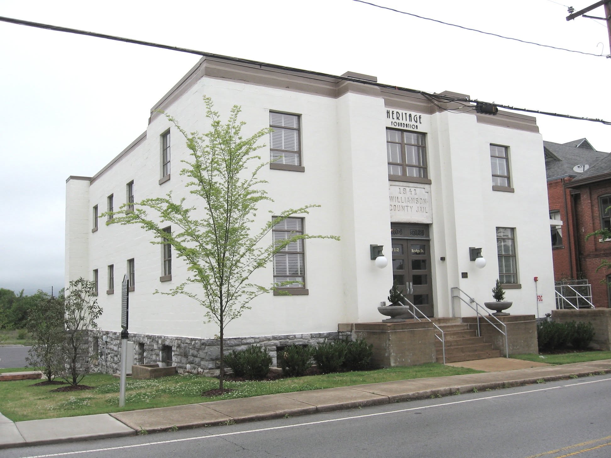 Historic Old Old Jail building at 112 Bridge Street in downtown Franklin, Tennessee.