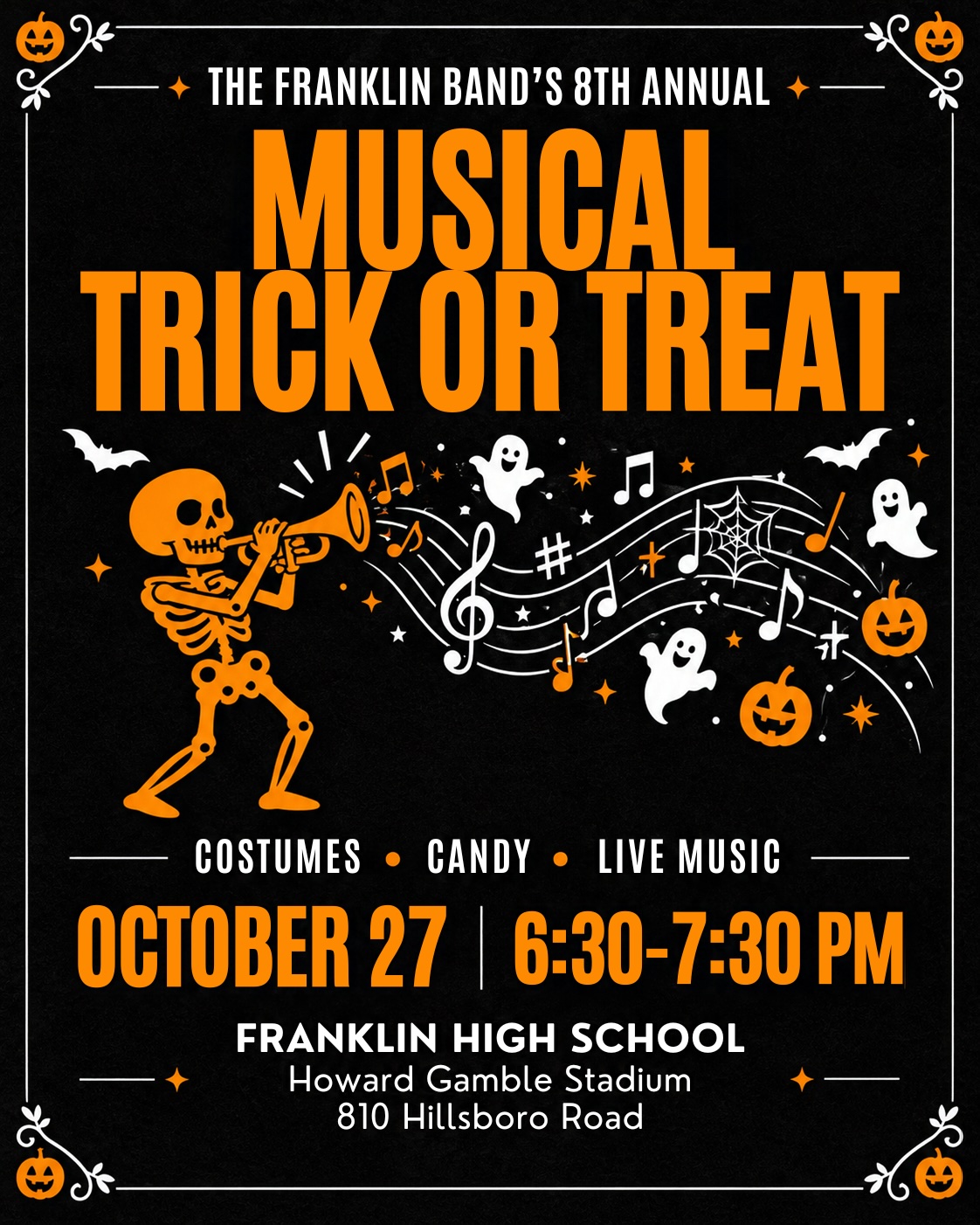 The Franklin Band Hosts Eighth Annual Musical Trick or Treat on October 27.