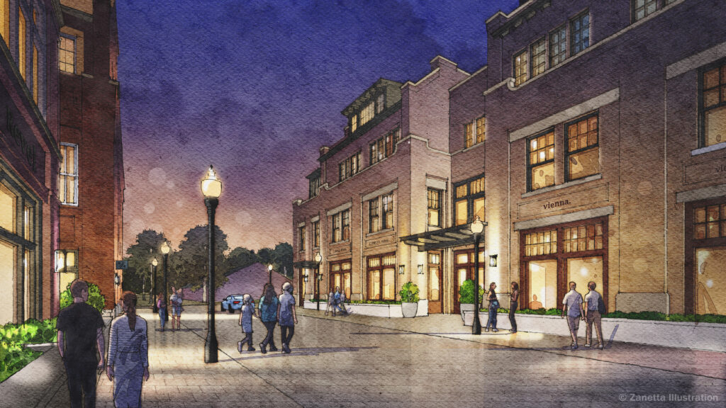 The Residences at The Margin District Nequette_Margin_Night 2. Architectural; Illustration; Rendering; Sketch; Watercolor; Zanetta; Zanetta Illustration; Architectural Rendering; Architectural Illustration: Watercolor Rendering; Watercolor Renderings