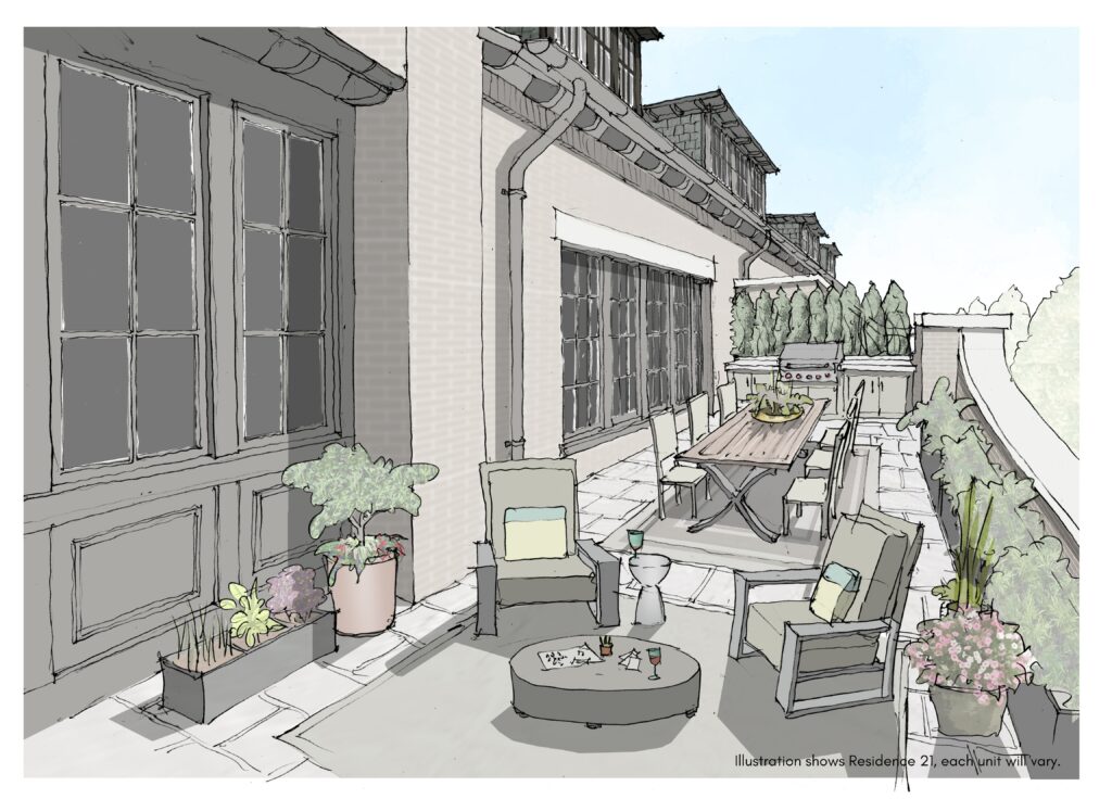 The Residences at The Margin District Terrace Perspective (with disclaimer)