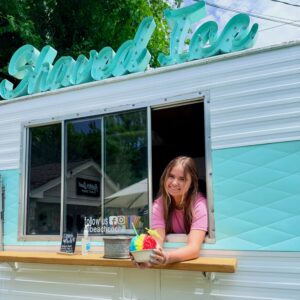 Beach Co. Chill serving colorful Hawaiian shave ice from a vintage camper in Spring Hill, Tennessee.