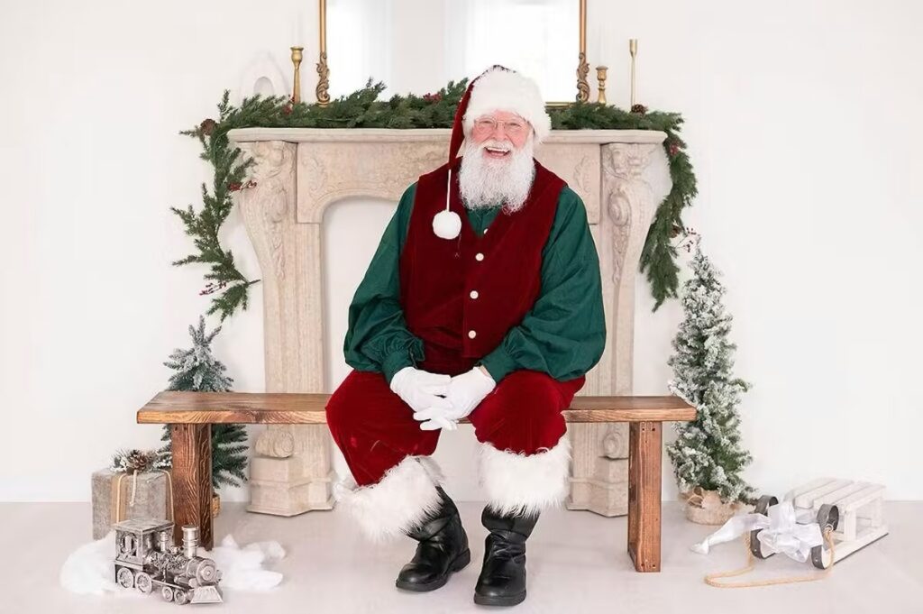 Santa visit and pictures at Gingerbread Brunch at Southall Farm and Inn in Franklin, TN.