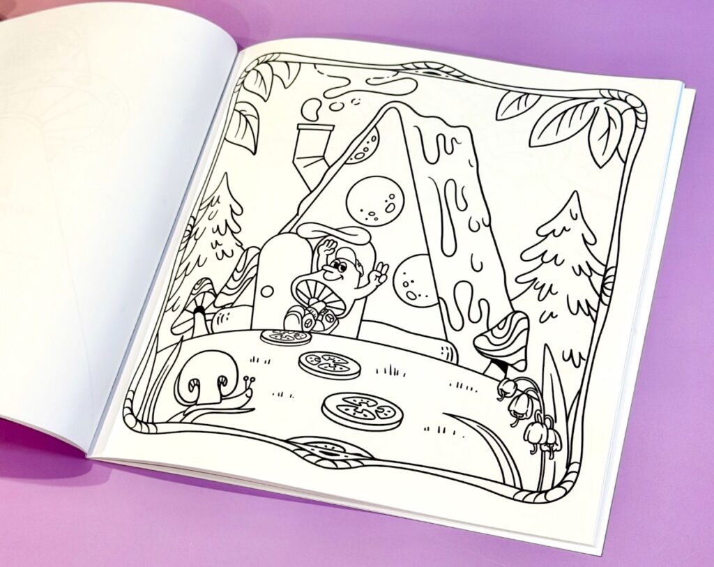 Mellow Mushroom restaurant downtown Franklin event - Pizza and coloring book.