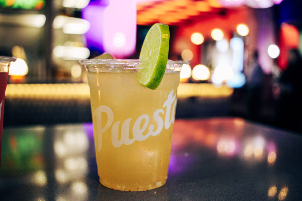 Signature margarita served at Puesto Mexican restaurant in Nashville Yards, Nashville, TN.