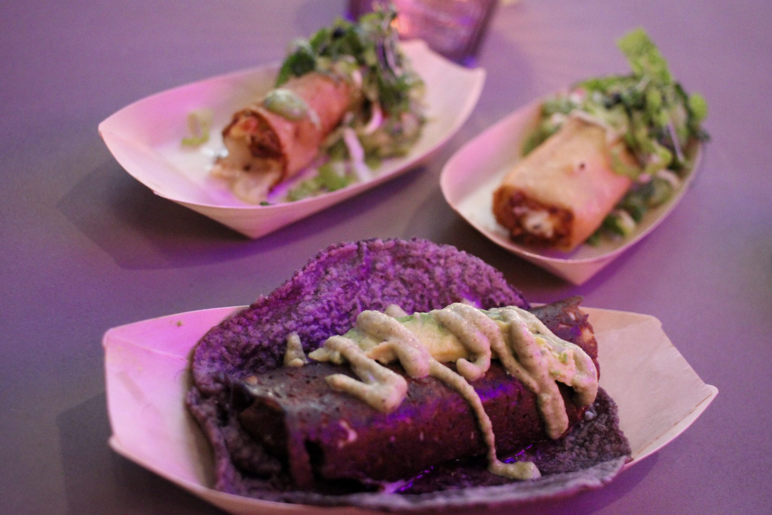 Mushroom taco and small bites served at Puesto in Nashville Yards, Nashville, TN.